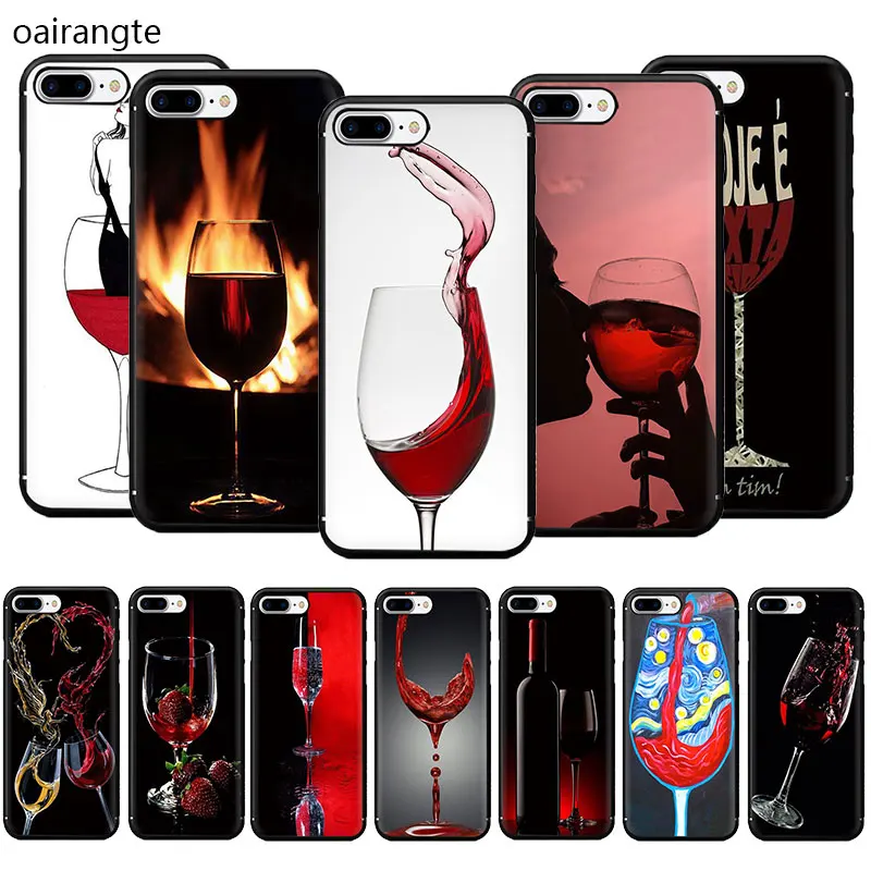 

Red wine giass Soft TPU Phone Case for iPhone 5 5s 6 6s 7 8 Plus X XR XS MAX