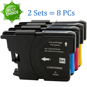 

2 Sets ( BK C M Y ) LC985 LC975 LC39 For Brother Compatible Ink Cartridge Model DCP-J125 DCP-J315W DCP-J515W Printer full Ink