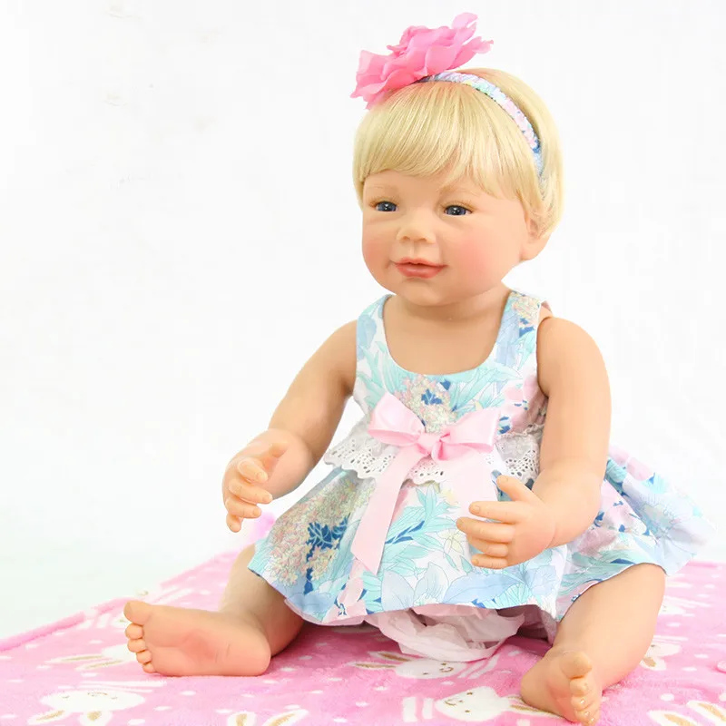 

55cm Full Silicone Body Reborn Girl Baby Doll Toys Newborn Princess Babies Doll Lovely Birthday Gift Child Present bebe doll