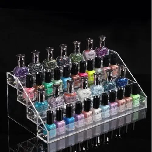 

4 Tier 40 Bottles Clear Acrylic Display Stand Rack Organizer Nail Polish Wall Cosmetic Free Shipping Good Quality