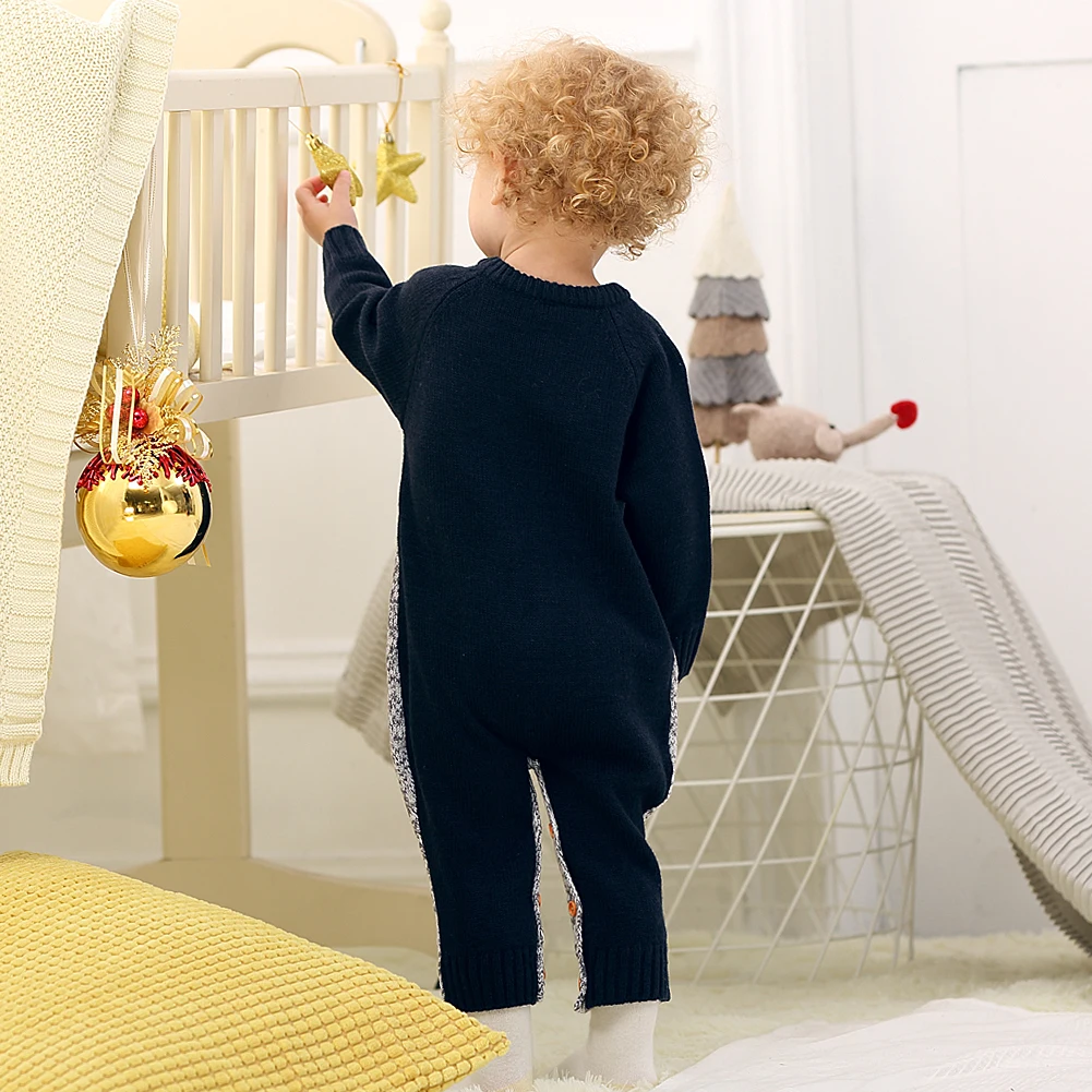 Baby Rompers Christmas Clothes Autumn Winter Knitted New Born Bebes Jumpsuits Long Sleeves 0-24Month Toddler Boys Girls Overalls