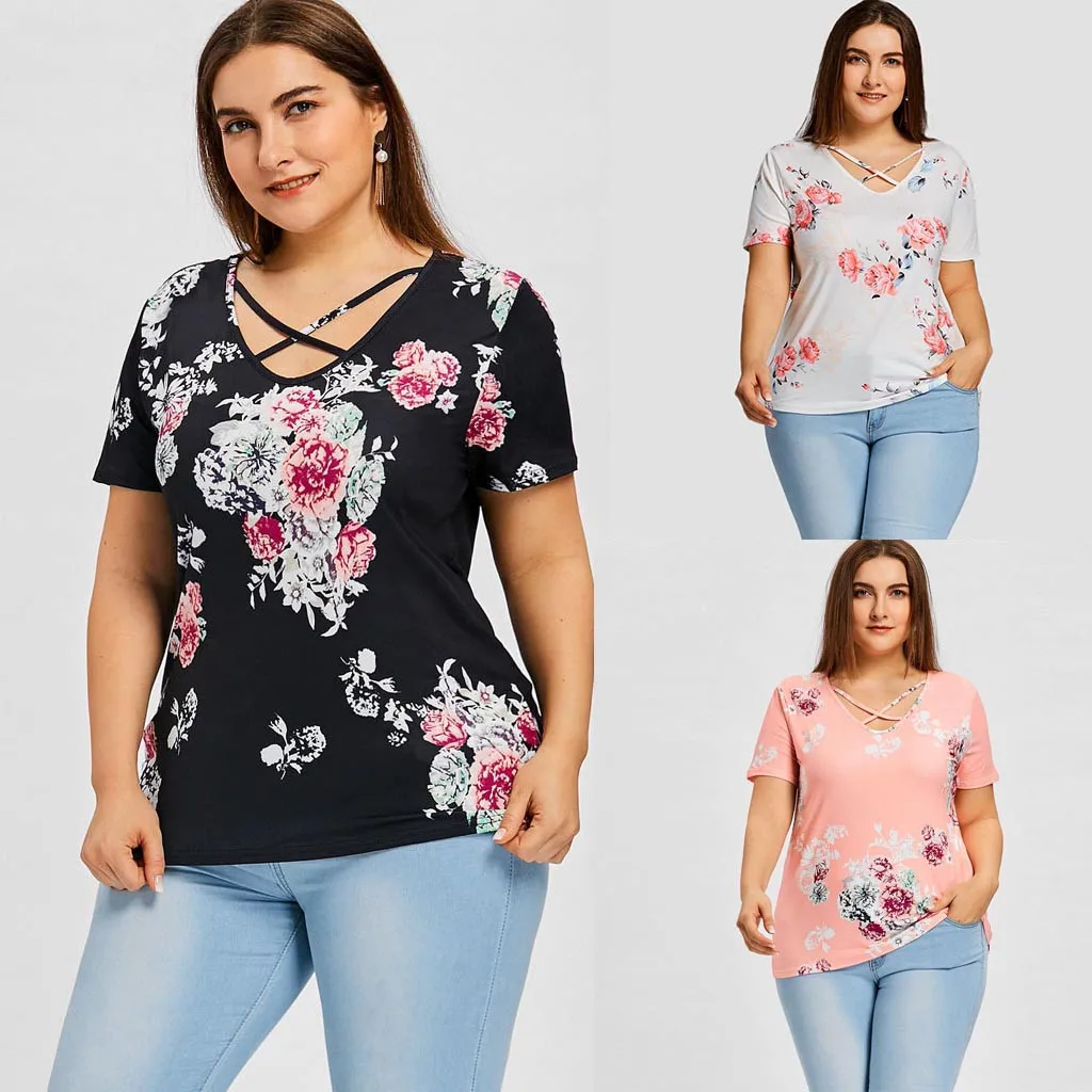 Camisetas verano mujer 2019 Женская Повседневная футболка с v образным вырезом и коротким