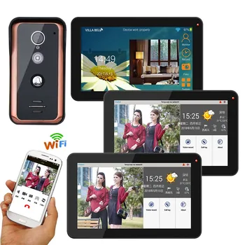 

9 inch 3 Monitors Wired Wifi Video Door Phone Doorbell Intercom Entry System Support Remote APP unlocking Recording Snapshot