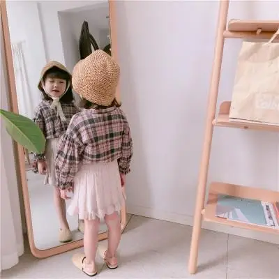 Новое поступление; сезон весна; корейский стиль; однотонная Хлопковая универсальная юбка принцессы с листьями лотоса для милых маленьких девочек - Цвет: Бежевый