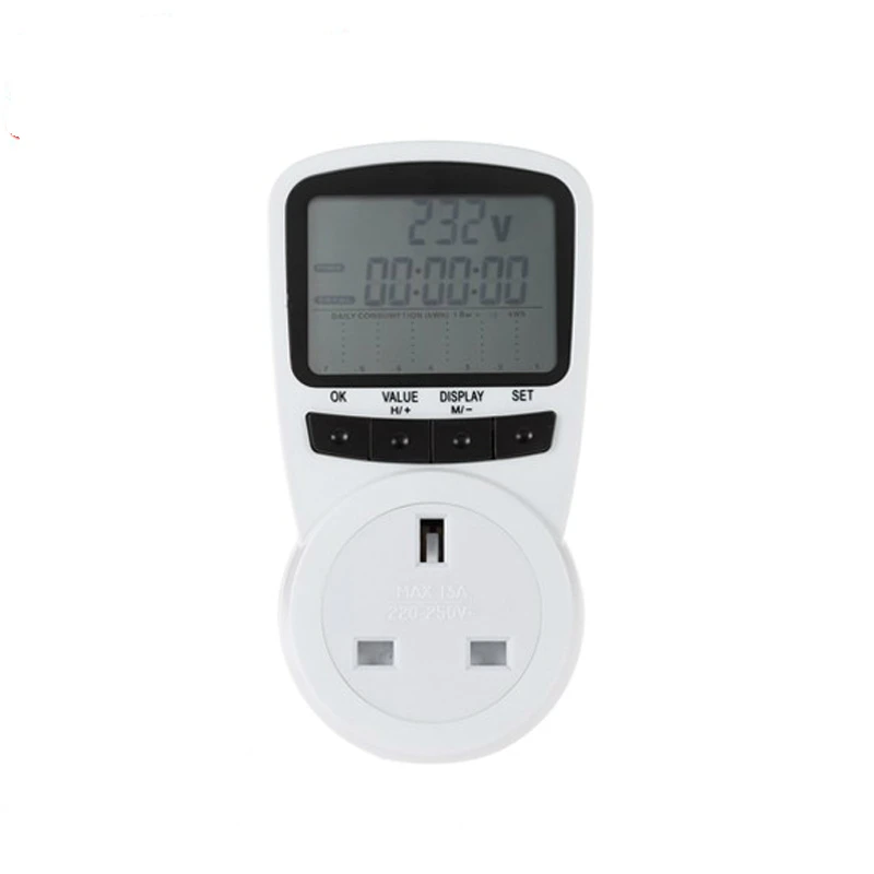 

LCD UK Plug Socket Energy Meter Electricity Watt Voltage Amps Usage Frequency Monitor Analyzer Power Manage