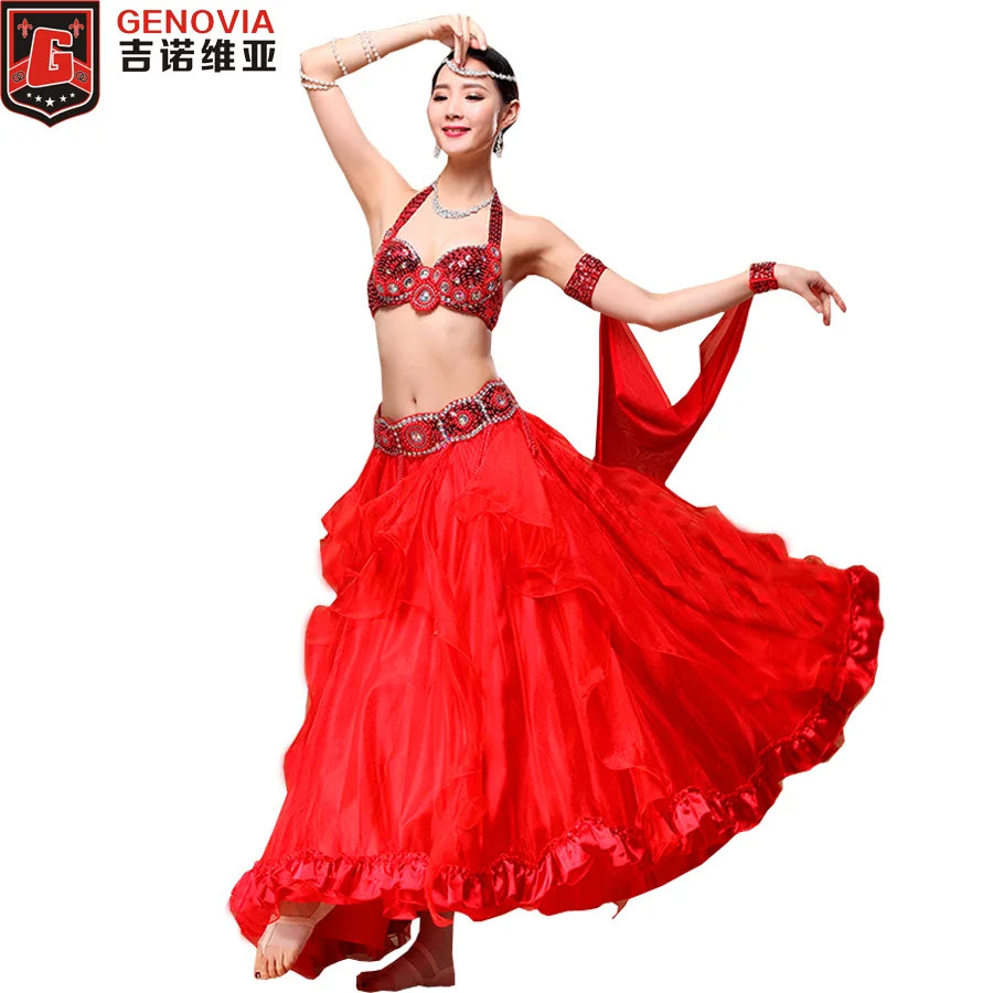 

2018 Luxury Belly Dance Costume Suit Bra&belt&skirt Performance Bellydance Costume 34b/c 36b/c 38b/c 3 Size 3 Colour
