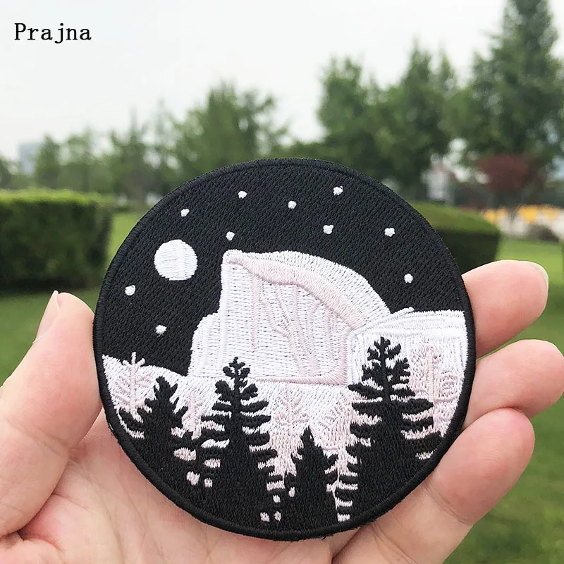 Круглая нашивка Prajna Mountain с вышивкой в виде неба патчи для одежды утюгом значок