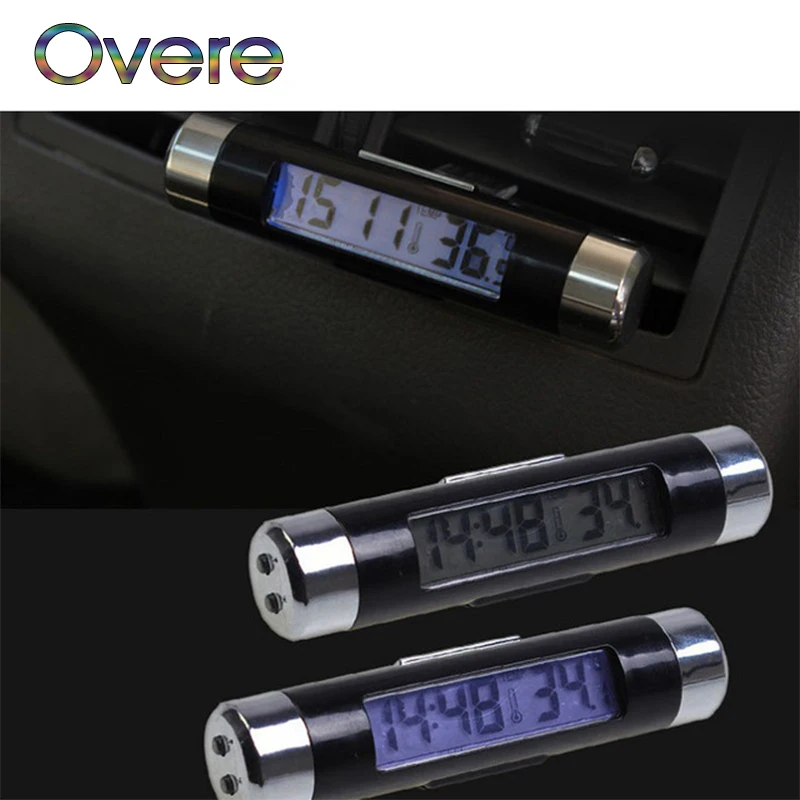 

Overe 1Set Car air outlet thermometer electronic clock Blue For Fiat Punto Volkswagen VW Polo Passat B7 B8 Golf 5 6 7 Tiguan