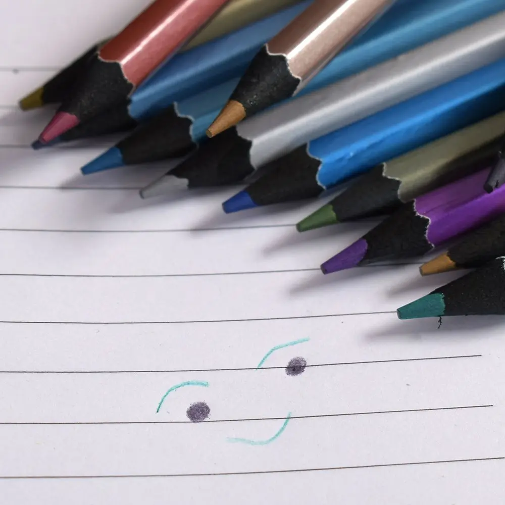 Ограничитель показывает 12 металлических цветных карандашей нетоксичный для рисуйте наброски набор Канцтовары для обучения канцелярские принадлежности живопись инструменты