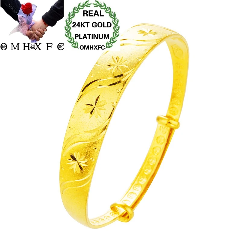 

OMHXFC Wholesale European Fashion Hot Jewelry Woman Female Party Birthday Wedding Mother Gift Vinage Star 24KT Gold Bangle BE310