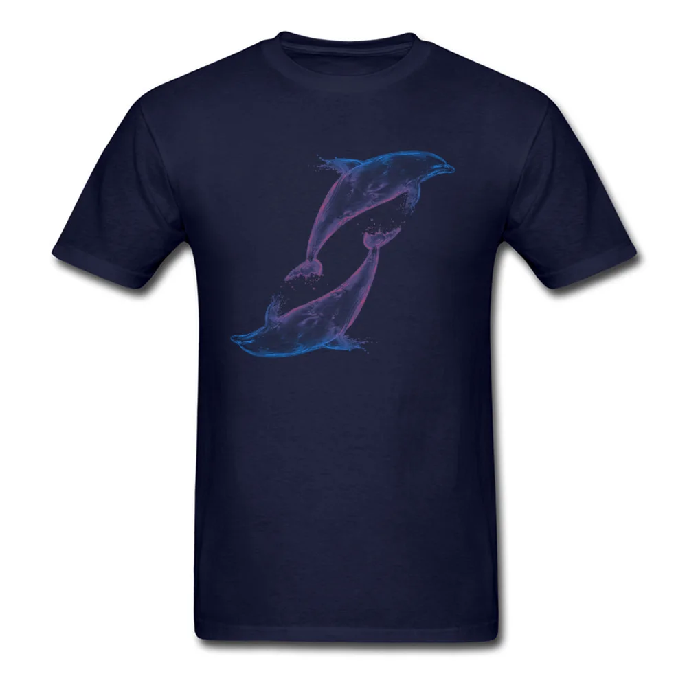 Dolphins New Arrival Short Sleeve Simple Style Top T-shirts Pure Cotton Round Collar Men Tops Tees Crazy Sweatshirts Labor Day Dolphins navy