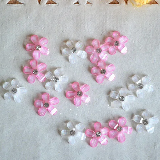 

200pcs/lot 9mm cute resin flower with rhinestone flat back cabochon for DIY phone,nail art decoration