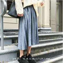 2017 New Autumn And Winter High Waisted Skinny Female Velvet Skirt Pleated Skirts Pleated Skirt Free Shipping