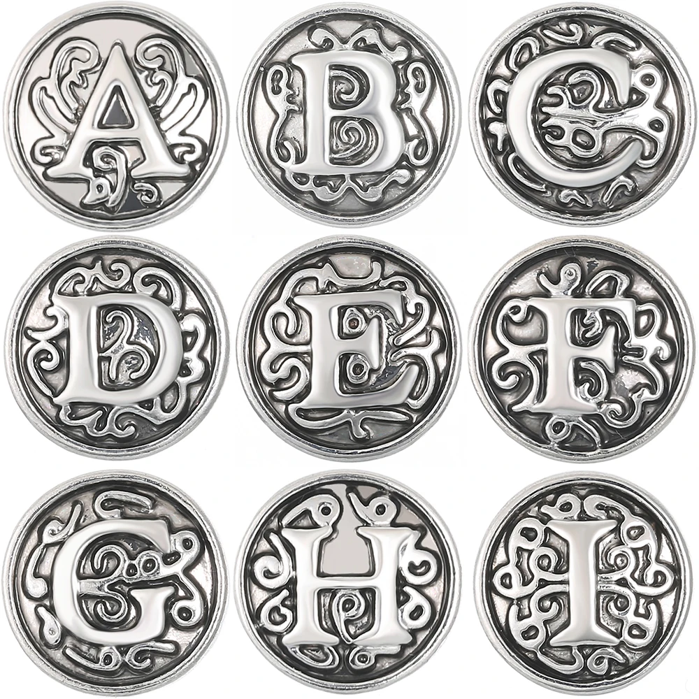 

Legenstar English letter 12mm Snap Buttons Fashion Button Interchangeable Jewelry for Snap Button Bracelet Necklace