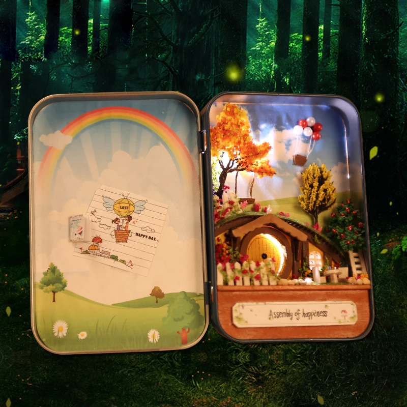 8 Style Box Secret DIY Doll House Miniatura With Furniture Bunny Bracket Creative Theme Design Handmade Gift For Children Toy #D