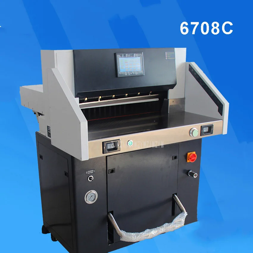 

6708C 3KW Max Width 67cm Double Hydraulic Pressure Paper Trimmer Cutter Program Control Automatic Paper Cutting Machine 220V