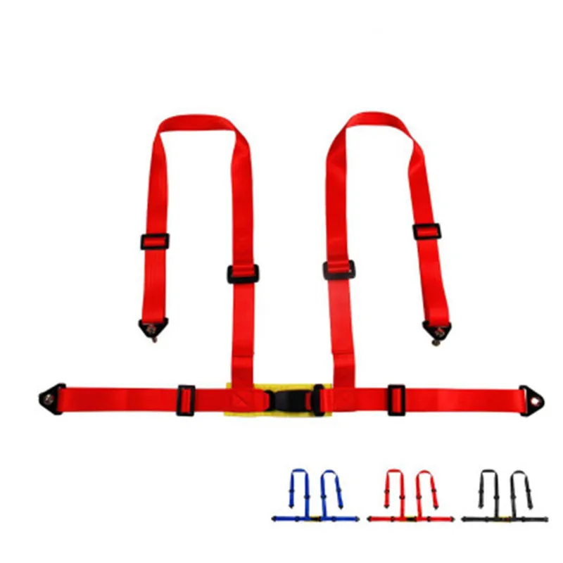 

4 Point Car Buckle Racing Seat Belt Harness with Camlock Universal Adjustable Fabric Car Safety Strap