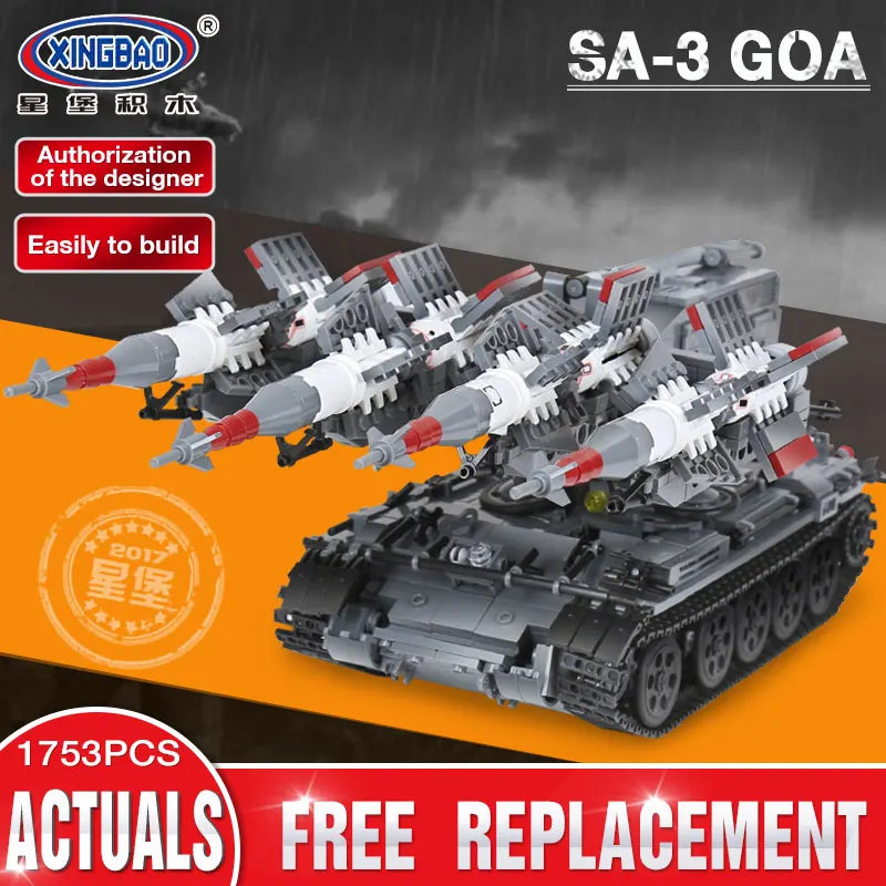 

Xingbao 06004 1753Pcs Military Series The SA-3 missile and T55 Tank Set Children Toy Educational Building Blocks Bricks Gifts