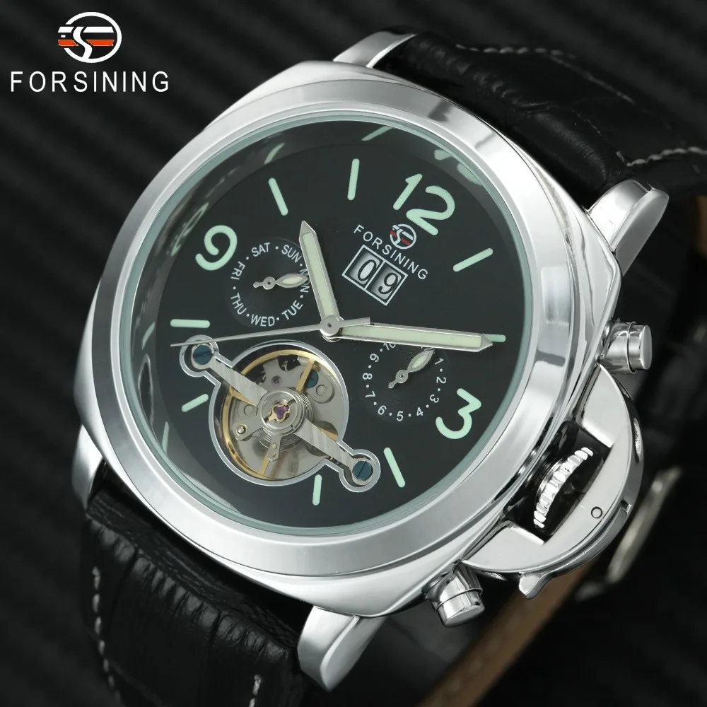 

forsining Men Military Watches 2018 Fashion Auto Mechanical Wristwatch Rubber Strap Skeleton Stainless-steel Case reloj hombre