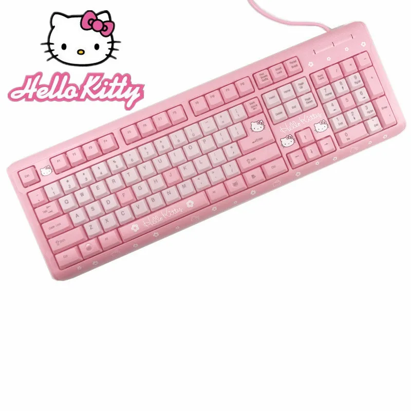 Полная пудра hello kitty кабельная клавиатура для девочек любимая компьютерная