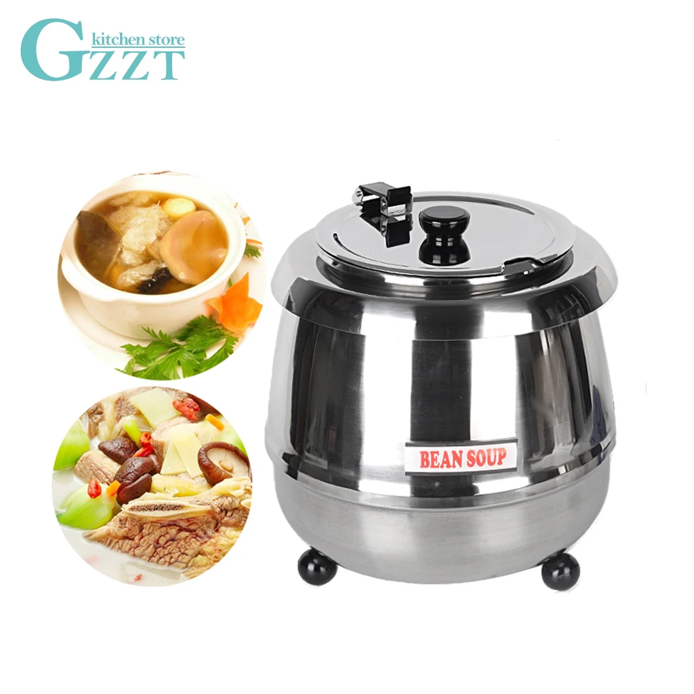 

Commercial Soup Kettle Pot Warmer Boiler Wet Heat Warming Equipment Buffet Restaurant CE Black Stainless Steel