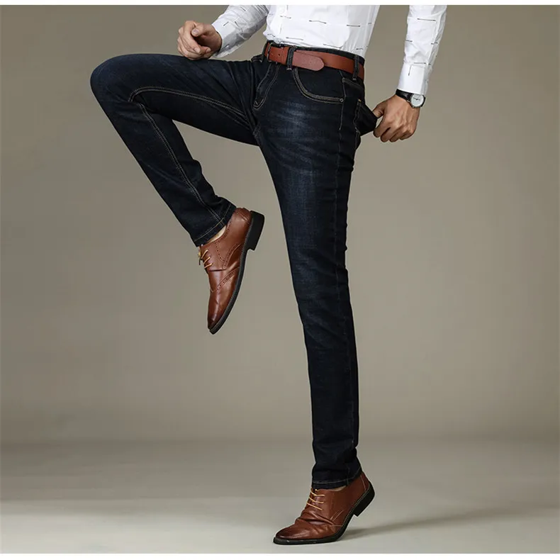 Бренд Brother Wang, мужские облегающие джинсы, модные, деловые, классические, стильные, Стрейчевые джинсы, джинсовые штаны, повседневные брюки