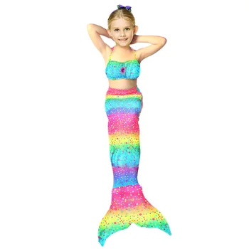 

Girls Kid Mermaid Tail+Mini Tops Monofin Bikini Set Swimwear Swimsuit Swimming Mermaid Tail Costume For 4-12 Years Girl Children