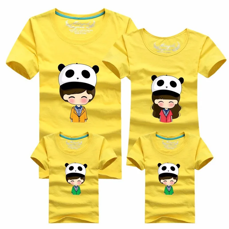 Летняя стильная футболка с рисунком панды, костюмы для папы и сына, Одинаковая одежда для мамы и дочки, одежда для всей семьи, roupas