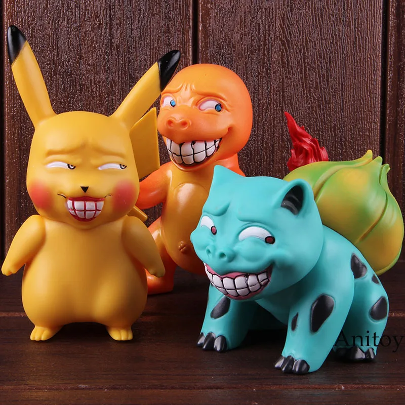 

Game Freak Wretched Pikachu Bulbasaur Charmander PVC Action Figure Collectible Model Toy 3pcs/set