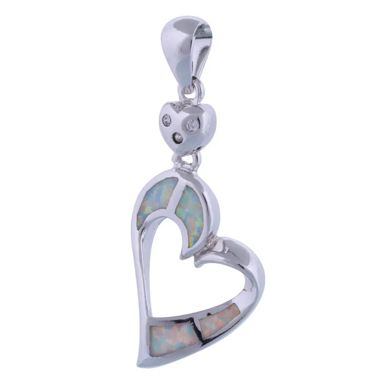 

Garilina Fashion Jewelry Heart Silver Filled necklace White Fire Opal pendant for women P293