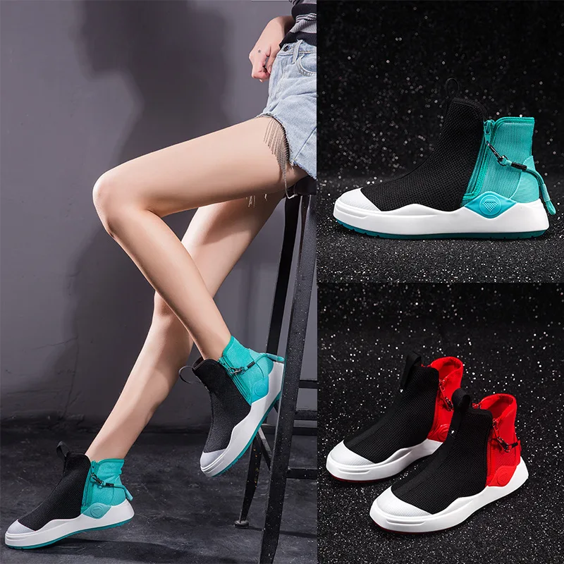 

Jookrrix 2018 Shoes Women Fashion Brand Sneaker High Top Lady chaussure Autumn Female footware Breathable Quality Girl Shoes Zip