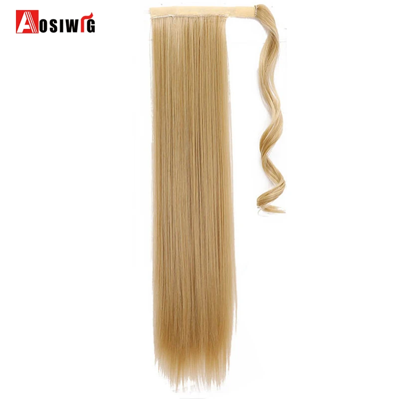 

AOSIWIG 24" 120g 10 Colors Available High Temperature Fiber Synthetic Fake Hair Wraparound Ponytail Extensions for Women