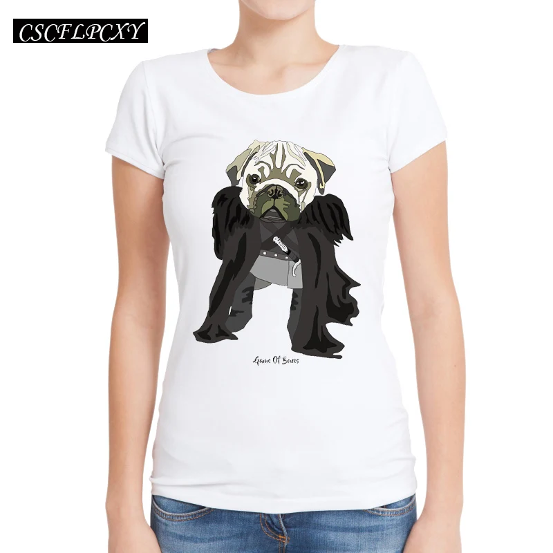 2017-New-Pug-of-Thrones-Women-T-Shirts-Short-Sleeve-Slim-Lady-T-Shirt-Game-of