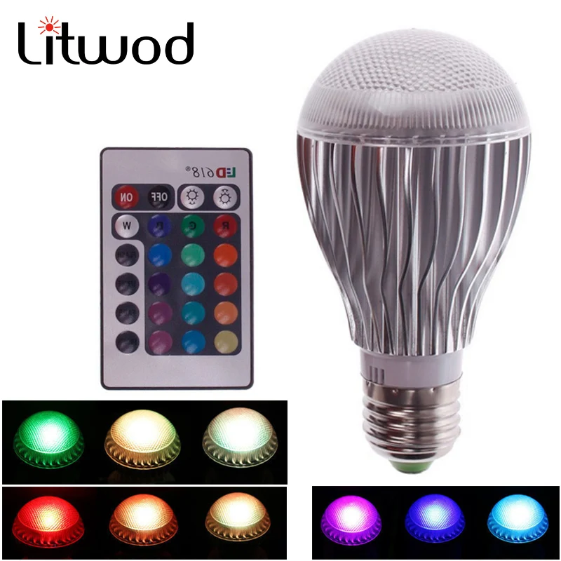 Litwod z20 E27 B22 светодиодный RGB волшебная лампа 9 Вт 85-265 в Светодиодный светильник