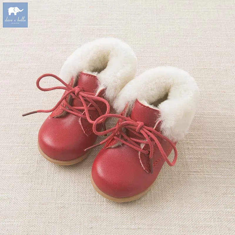 DB5301 Dave Bella autumn winter baby girl leather shoes red shoes