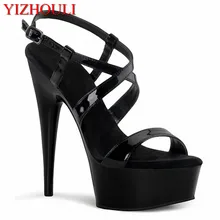 Новинка г., на Ультра высоком каблуке 15 см, водонепроницаемая платформа в римском стиле, полые Искусственные кожаные туфли для танцев