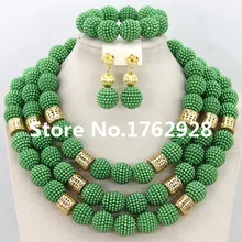 Роскошные Индийские Свадебная бижутерия комплект Африканское нигерийское свадебное бусы шарики ювелирные изделия комплект