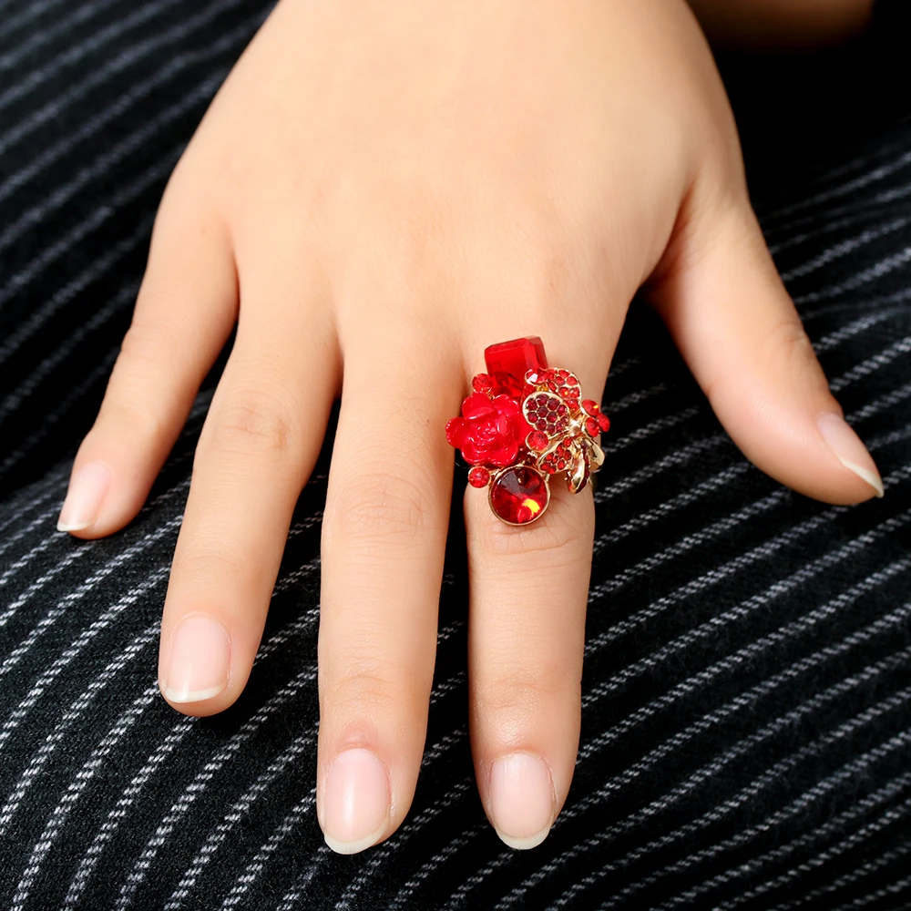 1 шт Горячая Мода красочные смолы цветок кольцо для женщин Кристалл Вечерние ювелирные изделия на свадьбу трендовые женские регулируемые кольца подарок