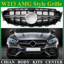 W213 AMG style ABS Vertical Grill grille for Mercedes Benz W213 AMG front bumper Racing Grills 14-17
