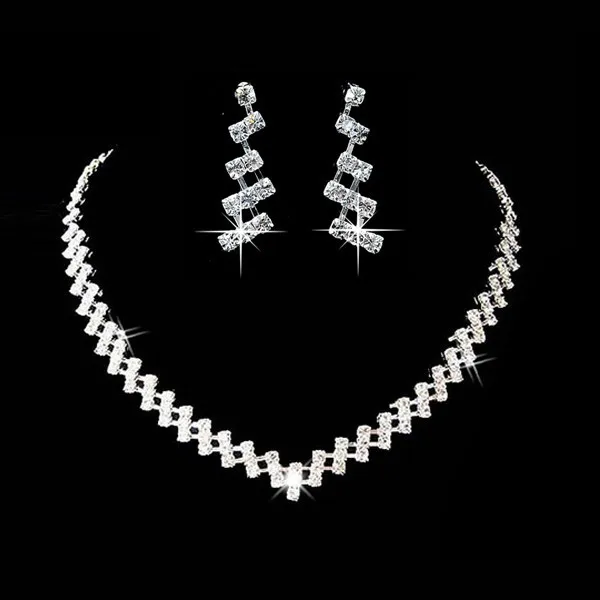 Hot Selling Wedding Jewelry Sets Crystal Bridal Jewelry Set Gifts Silver Choker Hot Selling Wedding Jewelry Sets Crystal Bridal Jewelry Set Gifts Silver Choker