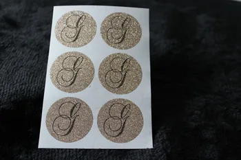 

3.8cm Monogram G Rose gold glitter classic round sticker