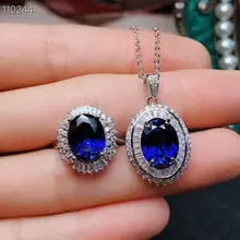 MeiBaPJ сапфир комплект ювелирных изделий из драгоценных камней 925 Серебро кулон и кольцо 2 Siut Fine роскошные свадебные украшения для женщин