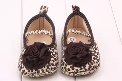 Милые Обувь для младенцев девочек Младенческая малышей леопарда большой цветок Обувь для младенцев для Обувь для девочек Эластичная лента