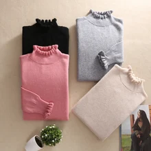 2018 cashmere sweater women's high collar loose pullover short solid color simple and comfortable soft warm sweater-Free shippin