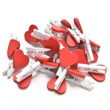 20 PCS Kawaii lindo amor corazones papel de madera Clips de papel fotográfico Peg pinza de ropa arte broches para tarjetas casa decoración boda