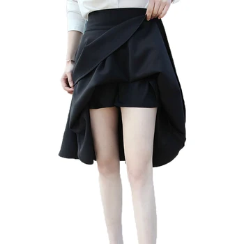 

6XL Plus Size Skirt High Waisted Skirts Womens Black Knee Length Bottoms Pleated Skirt Saia Midi Black Red 2018