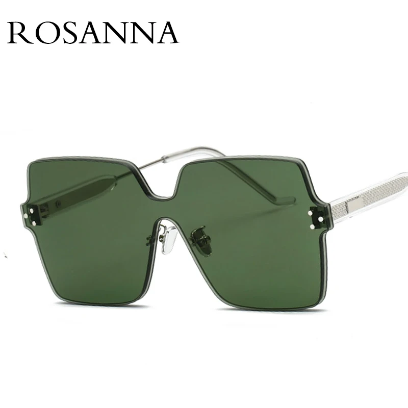 

ROSANNA Rimless Candy Square Sunglasses Women Brand Rivet Men Big Frame Vintage Retro Mirror Sunglasses Green Purple Sunglasses