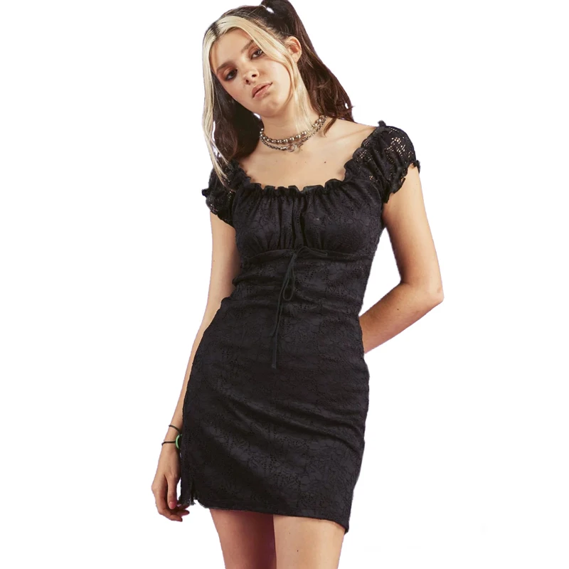 

2019 summer lace splice embroidery dress Women Petite Crochet Lace Dress Lovely Mini Dress Short Sleeve hollow out