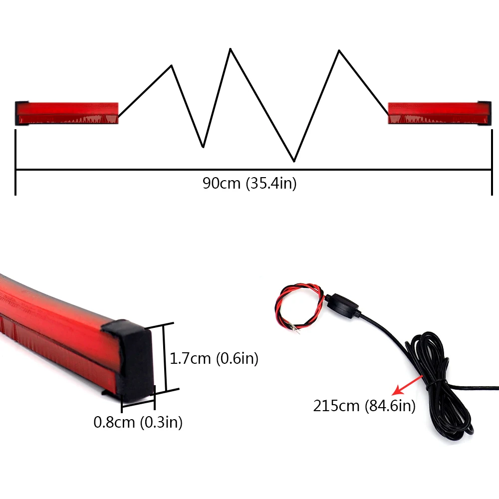 90 см гибкий автомобильный светодиодный светильник с высоким креплением стоп Предупреждение льная полоса интерьерные огни авто Третий Дополнительный тормозной фонарь автомобильный Стайлинг