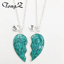 Модное серебряное ожерелье в форме сердца для сияющих друзей, модные трендовые парные подвески